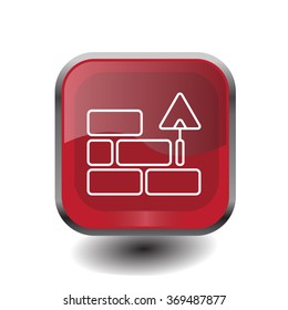 Vector line icons brickwork and building trowel