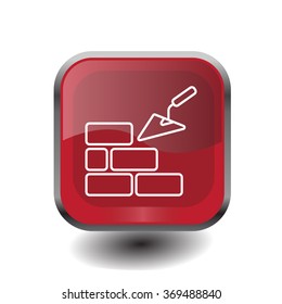 Vector line icons brickwork and building trowel