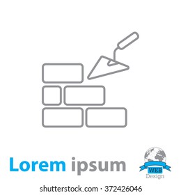 Vector line icons brickwork and building trowel