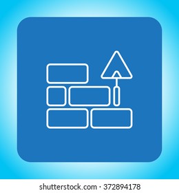 Vector line icons brickwork and building trowel