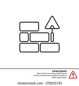 Vector line icons brickwork and building trowel