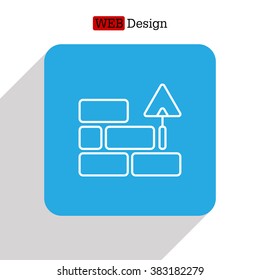 Vector line icons brickwork and building trowel