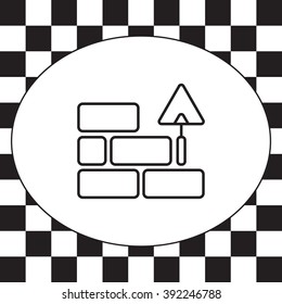 Vector line icons brickwork and building trowel