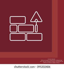 Vector line icons brickwork and building trowel