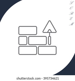 Vector line icons brickwork and building trowel