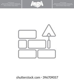 Vector line icons brickwork and building trowel