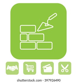 Vector line icons brickwork and building trowel