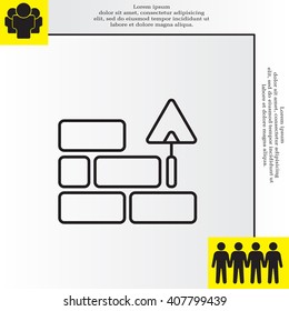 Vector line icons brickwork and building trowel
