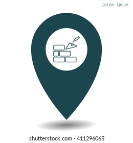 Vector line icons brickwork and building trowel