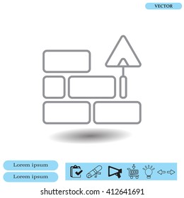 Vector line icons brickwork and building trowel