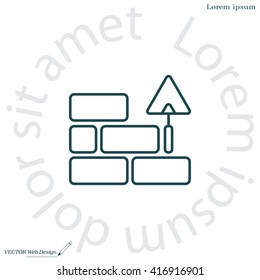 Vector line icons brickwork and building trowel