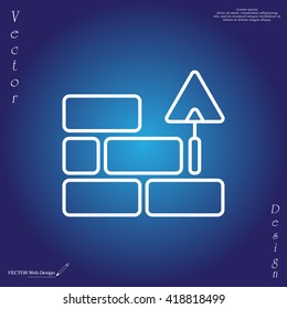 Vector line icons brickwork and building trowel