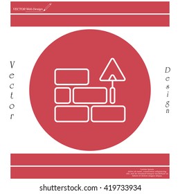 Vector line icons brickwork and building trowel