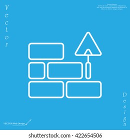 Vector line icons brickwork and building trowel