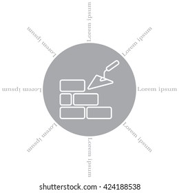 Vector line icons brickwork and building trowel
