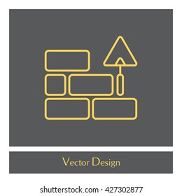 Vector line icons brickwork and building trowel