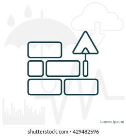 Vector line icons brickwork and building trowel
