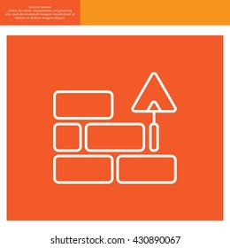 Vector line icons brickwork and building trowel
