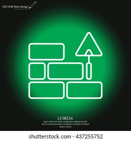 Vector line icons brickwork and building trowel