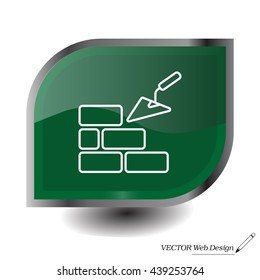 Vector line icons brickwork and building trowel