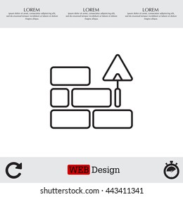 Vector line icons brickwork and building trowel