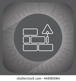 Vector line icons brickwork and building trowel