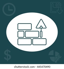 Vector line icons brickwork and building trowel