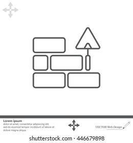 Vector line icons brickwork and building trowel