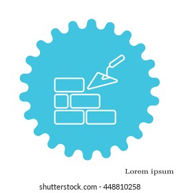 Vector line icons brickwork and building trowel