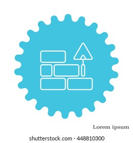 Vector line icons brickwork and building trowel