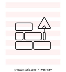 Vector line icons brickwork and building trowel