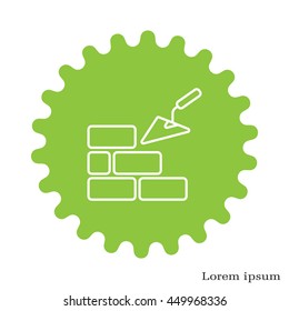 Vector line icons brickwork and building trowel