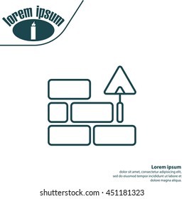 Vector line icons brickwork and building trowel
