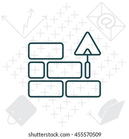 Vector line icons brickwork and building trowel