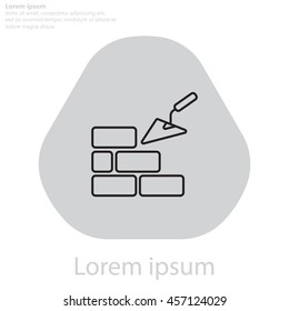 Vector line icons brickwork and building trowel