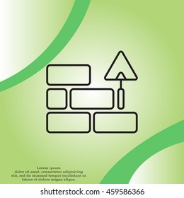 Vector line icons brickwork and building trowel