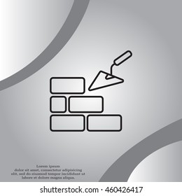 Vector line icons brickwork and building trowel