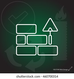 Vector line icons brickwork and building trowel