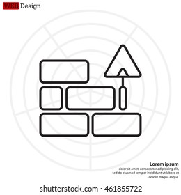 Vector line icons brickwork and building trowel
