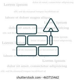 Vector line icons brickwork and building trowel