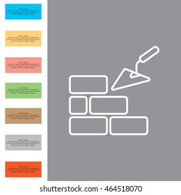 Vector line icons brickwork and building trowel