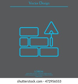Vector line icons brickwork and building trowel