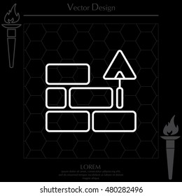 Vector line icons brickwork and building trowel