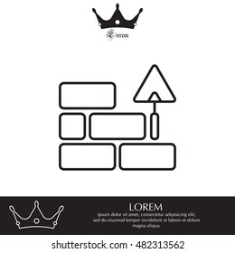 Vector line icons brickwork and building trowel