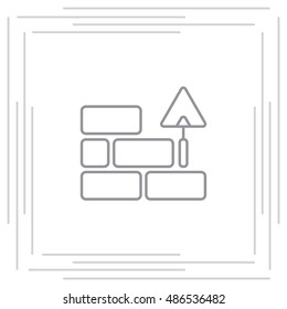 Vector line icons brickwork and building trowel