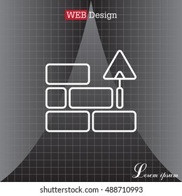 Vector line icons brickwork and building trowel