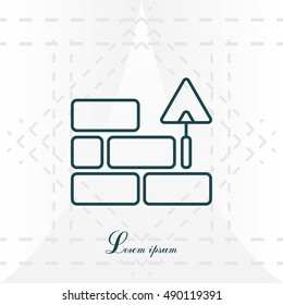Vector line icons brickwork and building trowel