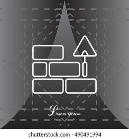 Vector line icons brickwork and building trowel