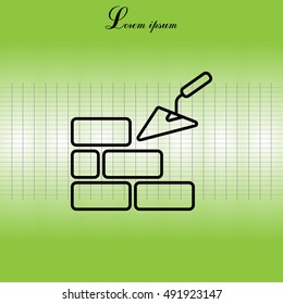 Vector line icons brickwork and building trowel
