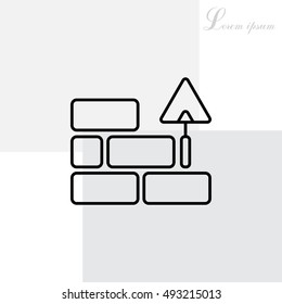 Vector line icons brickwork and building trowel
